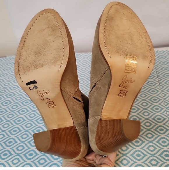 Joie bootie tan leather Saude Wood Stacked Heels Classic - Picture 9 of 9